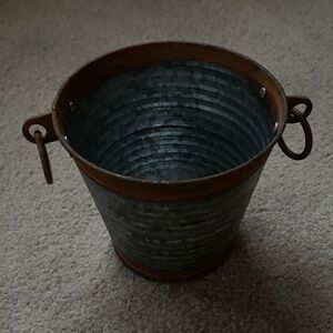 Rustic Metal Bucket with Handles